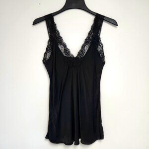 Dis Moi Women's Black Camisole W/Lace Trim Size M